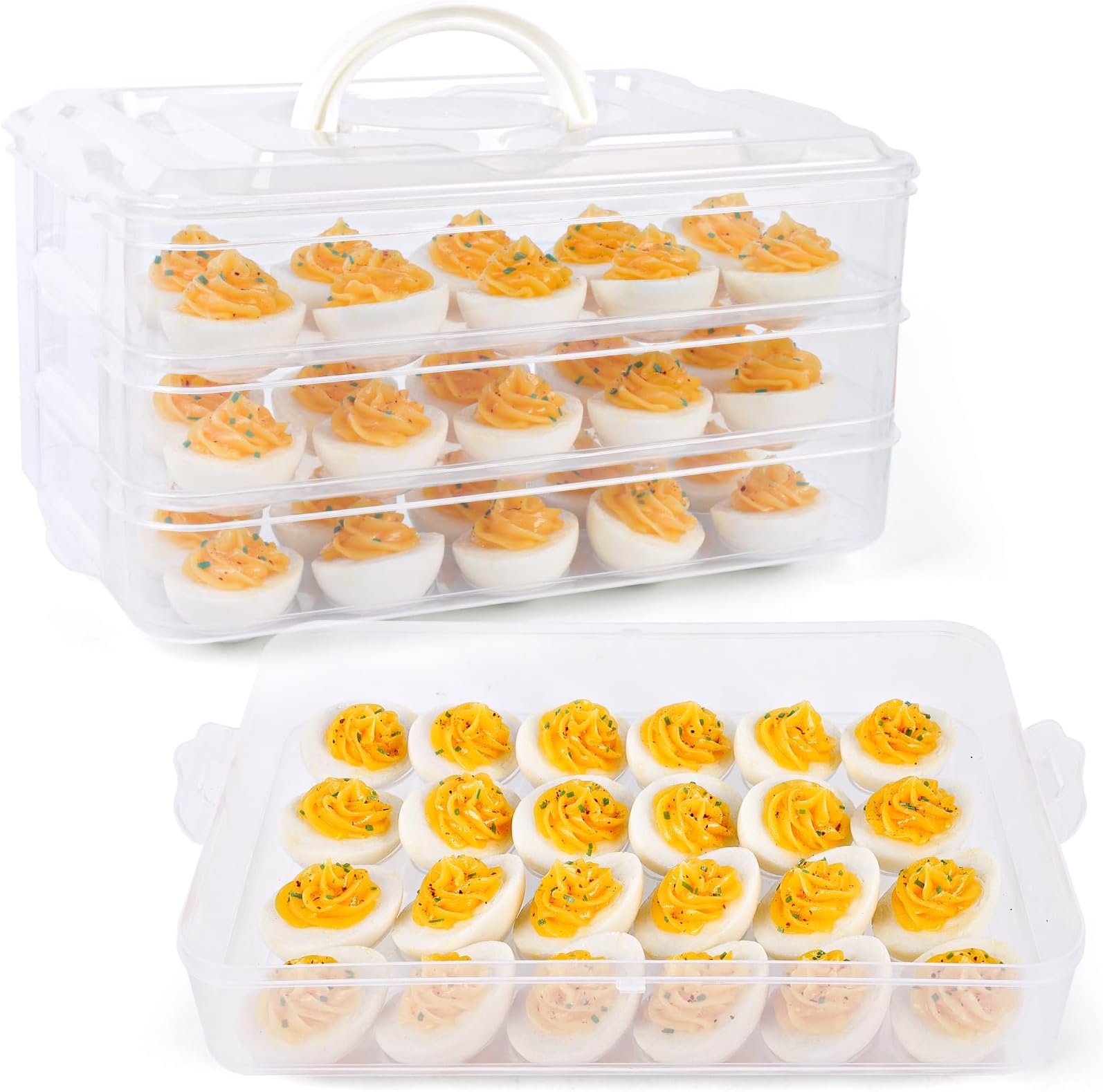 3 Pack 90 Count Deviled Egg Containers with Lid and 9 Pcs