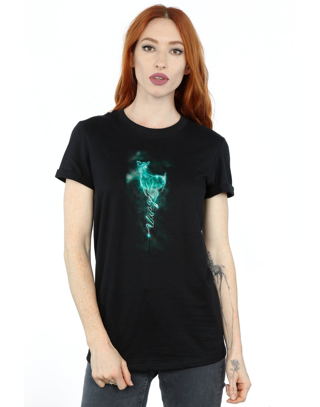 Harry Potter Women's Black Severus Snape Always Mist Boyfriend Fit T-Shirt Large