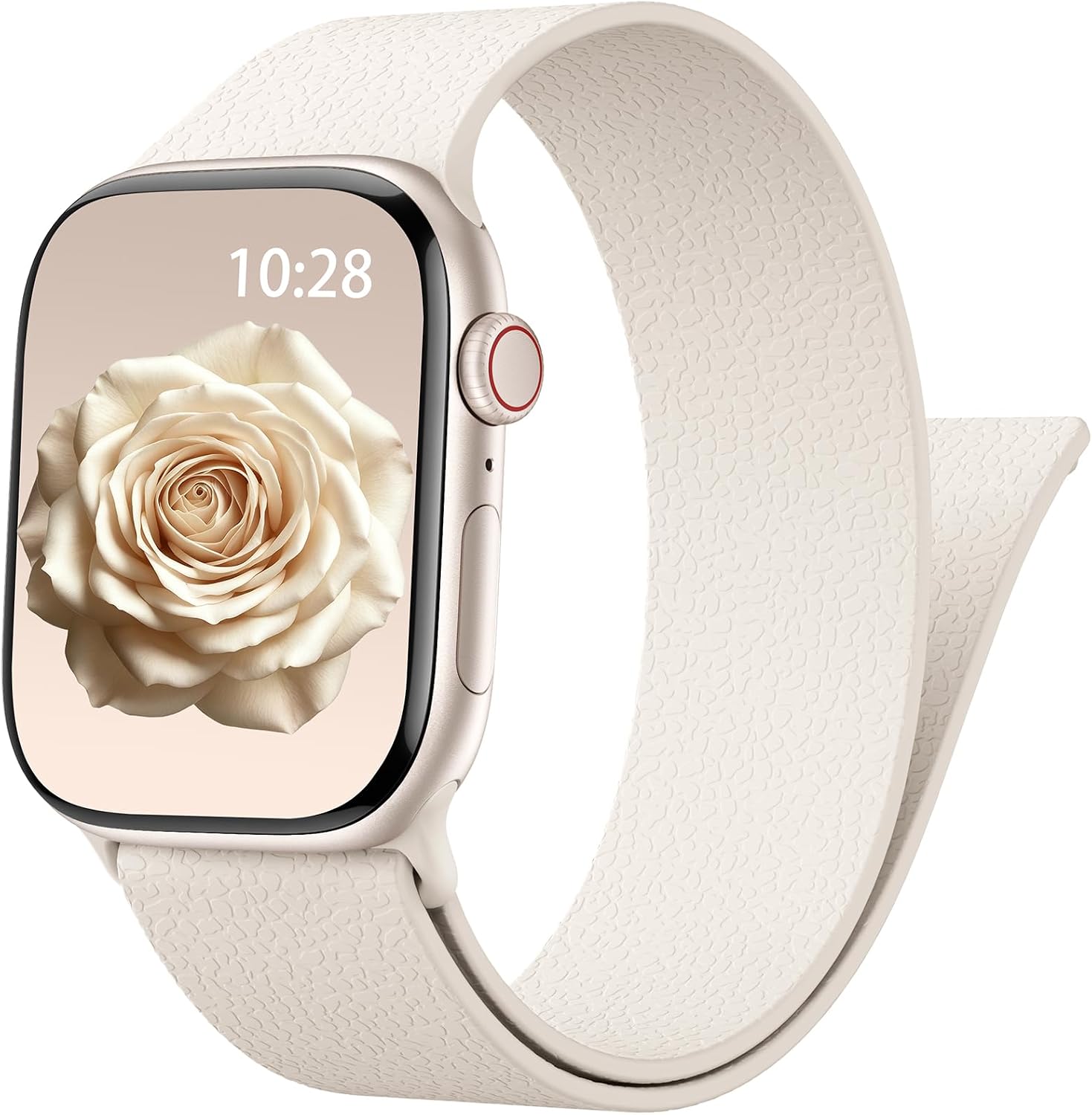 Magnetic Silicone Band for Apple Watch Bands 38mm 40mm 41mm 42mm Women Men | Patented Pebble Grain Band, Soft, Waterproof, Solo Loop Sport Strap for iWatch Series 11 10 9 8 7 6 5 4 3 2 1 SE,Starlight