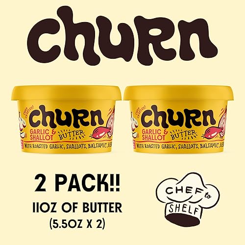 Miniatura 7 de Churn Mantequilla de ajo y chalota, mantequilla saborizada mezclada con mantequilla orgánica alimentada con hierba (5.5 onzas, paquete de 2) – Sin