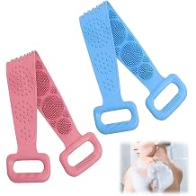 Silicone Body Scrubber for Shower,Silicone Back Body Scrubber with Handle,27.5 Inch Exfoliating Deep Clean Bath Body Brush Scrubber for Men and Women-2 PCS
