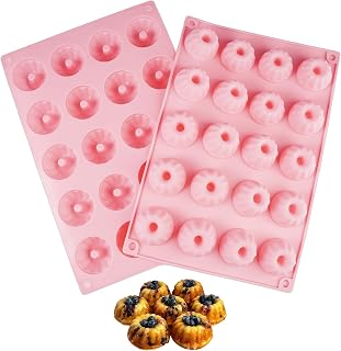 2 Piezas Mini Molde de Silicona, Molde silicona donuts, Mini Donuts de Silicona, Moldes de Silicona para Muffins, Molde de Silicona para Muffins, para Postres Gelatina Budín de Chocolate