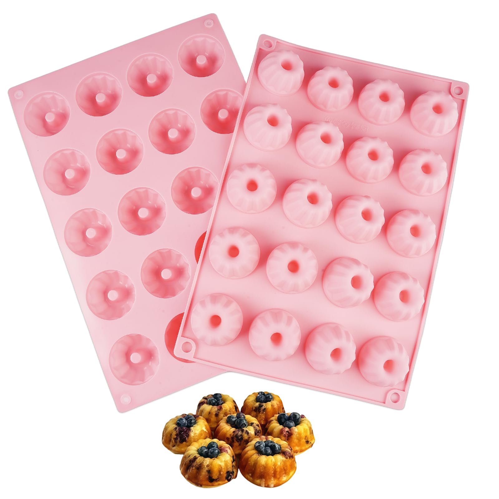 Mini Moules En Silicone Pour Muffins, Donuts Et Desserts - 2 Pièces - Résistants Au Four Et Micro-ondes - Faciles à Démouler Et à Nettoyer