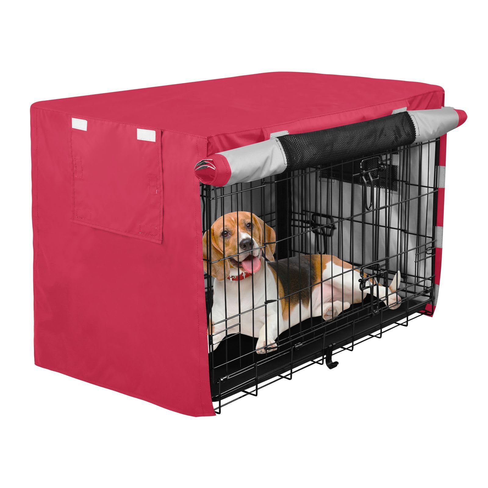 Strapazierfähige karminrote Hundebox-Abdeckung, einfach zu installieren, für Hunde, Größe XL