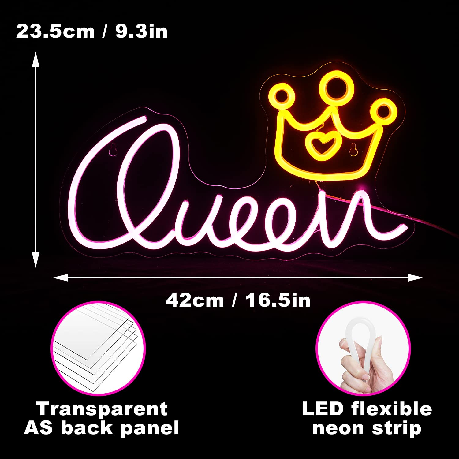 Baroni Home Lampe Queen, Lampe LED Décorative Effet Néon Avec