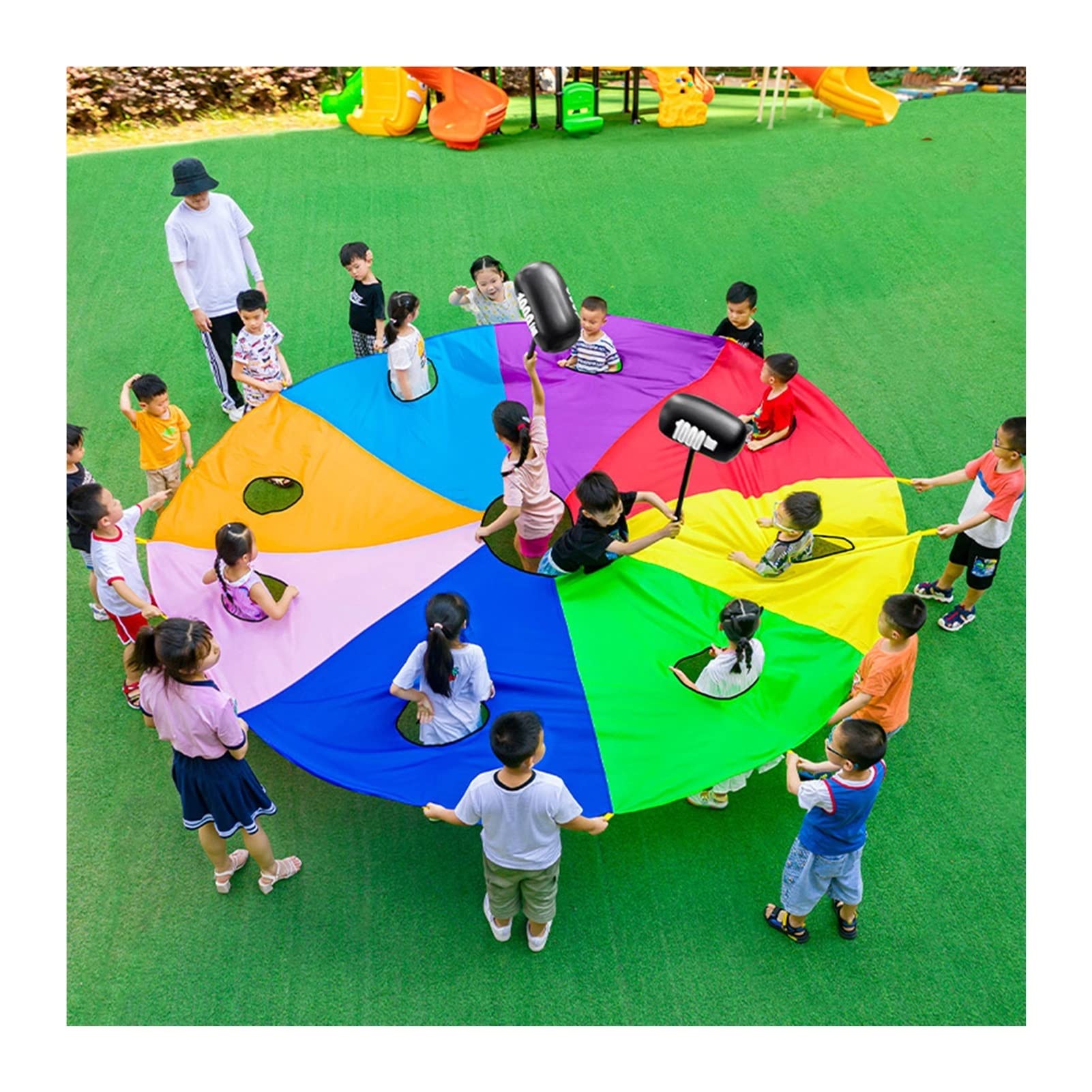 Play Parachute - Juego de entrenamiento de agilidad para niños, juego de entrenamiento de agilidad para niños, ejercicio de coordinación ojo-mano, paracaídas (3 m)