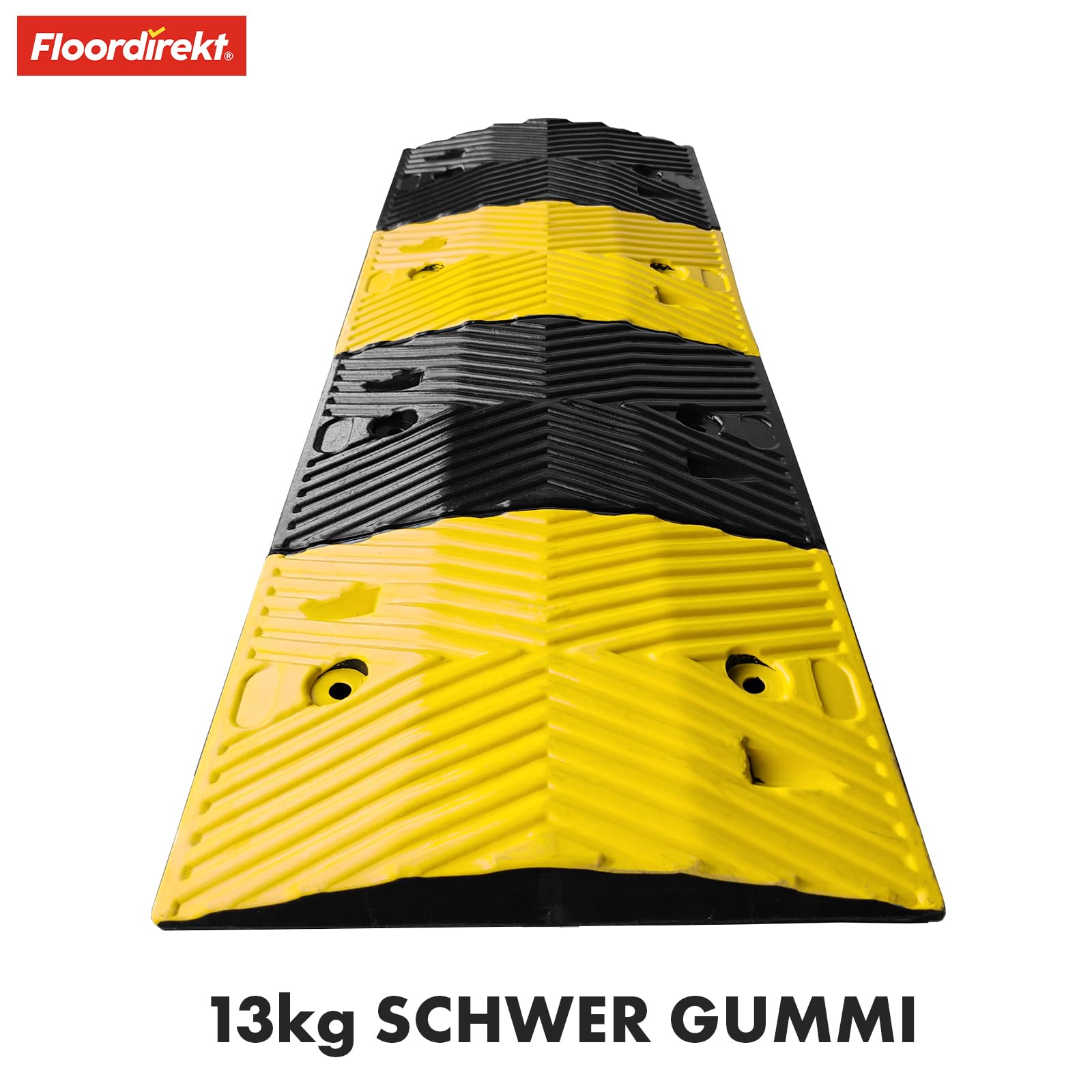 Floordirekt Kenya - Soglia da terra in gomma, di alta qualità, per limite di velocità, 100 x 35 x 5 cm, colore: Nero/Giallo