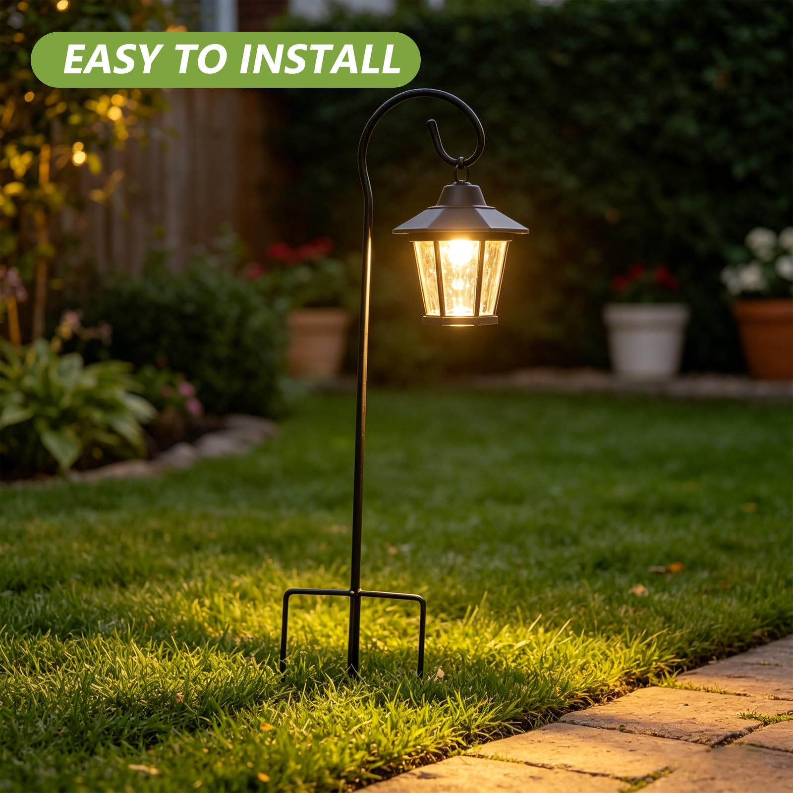 ifundom 4 Pièces Crochet Extérieur en Fer Noir Base à 3 Griffes, Installation Facile Suspendre Polyvalente pour Lampes Solaires et Mangeoires Jardin ou Événements