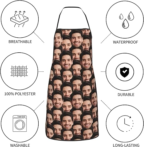 Miniatura 6 de Delantal personalizado para mujeres y hombres, delantal de chef personalizado con bolsillos, añade tu diseño, delantal de cocina personalizado
