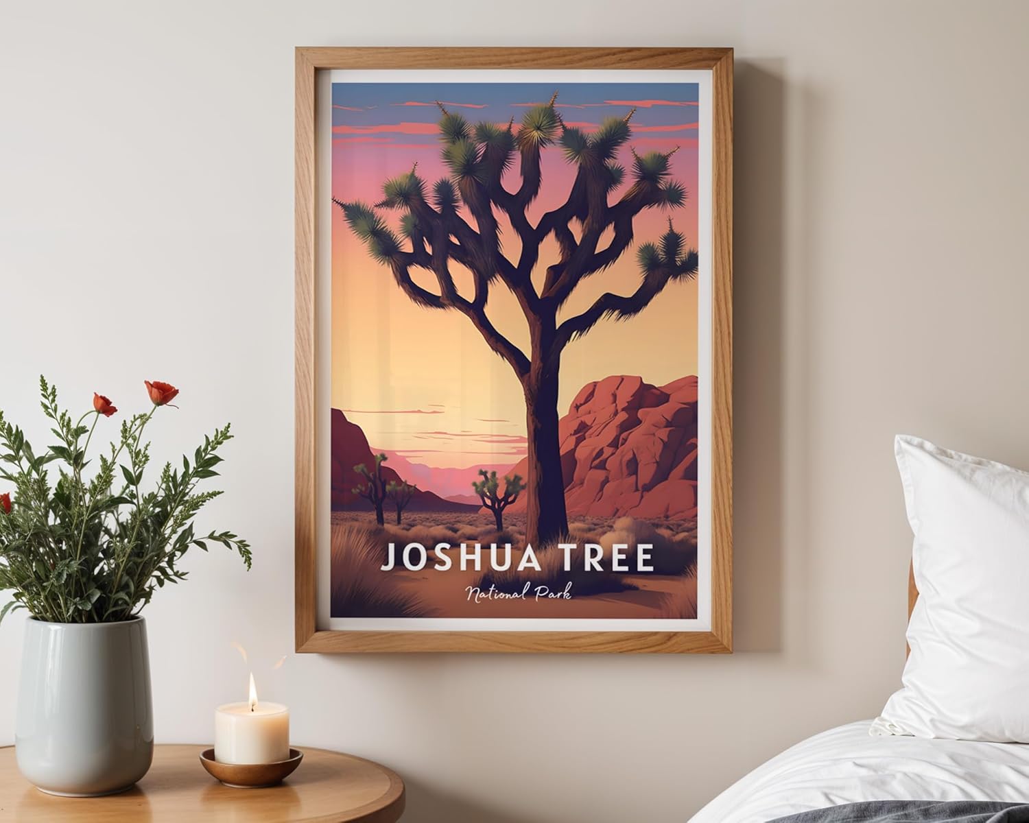 GroovyGrove Joshua Tree National Park Poster, Nature Landscape Wall Art Print, Scenic Travel Decor for Home, Office, Bedroom, Living Room, Adventure & Hiking Gift for Outdoor Lovers (Unframed)