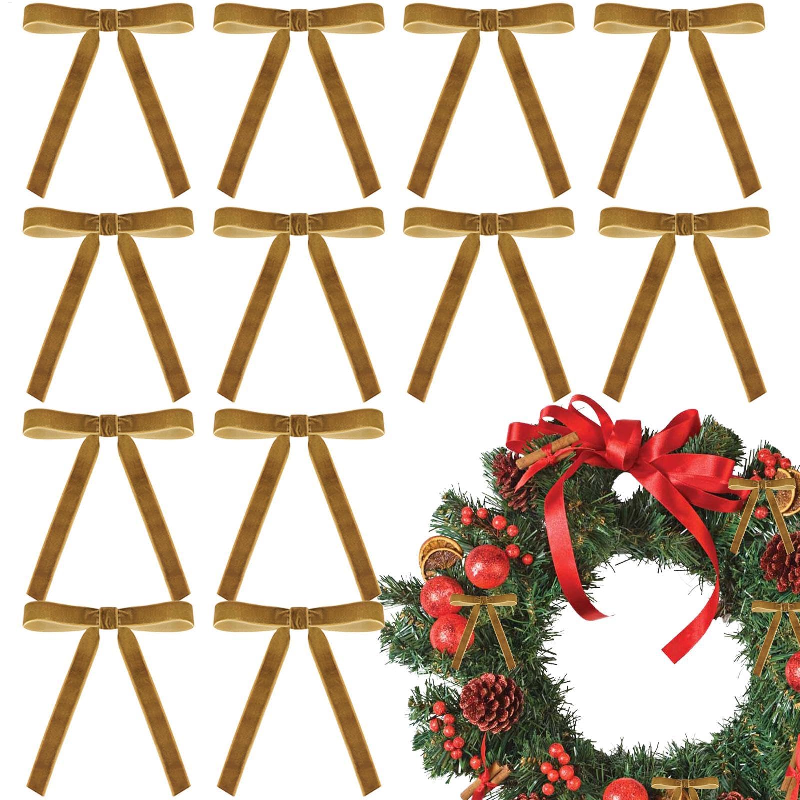 Celblisora 24 Fiocchi Di Velluto Bordeaux Per Albero Di Natale E Ghirlande | Mini Nastro Elegante Per Regali E Bomboniere