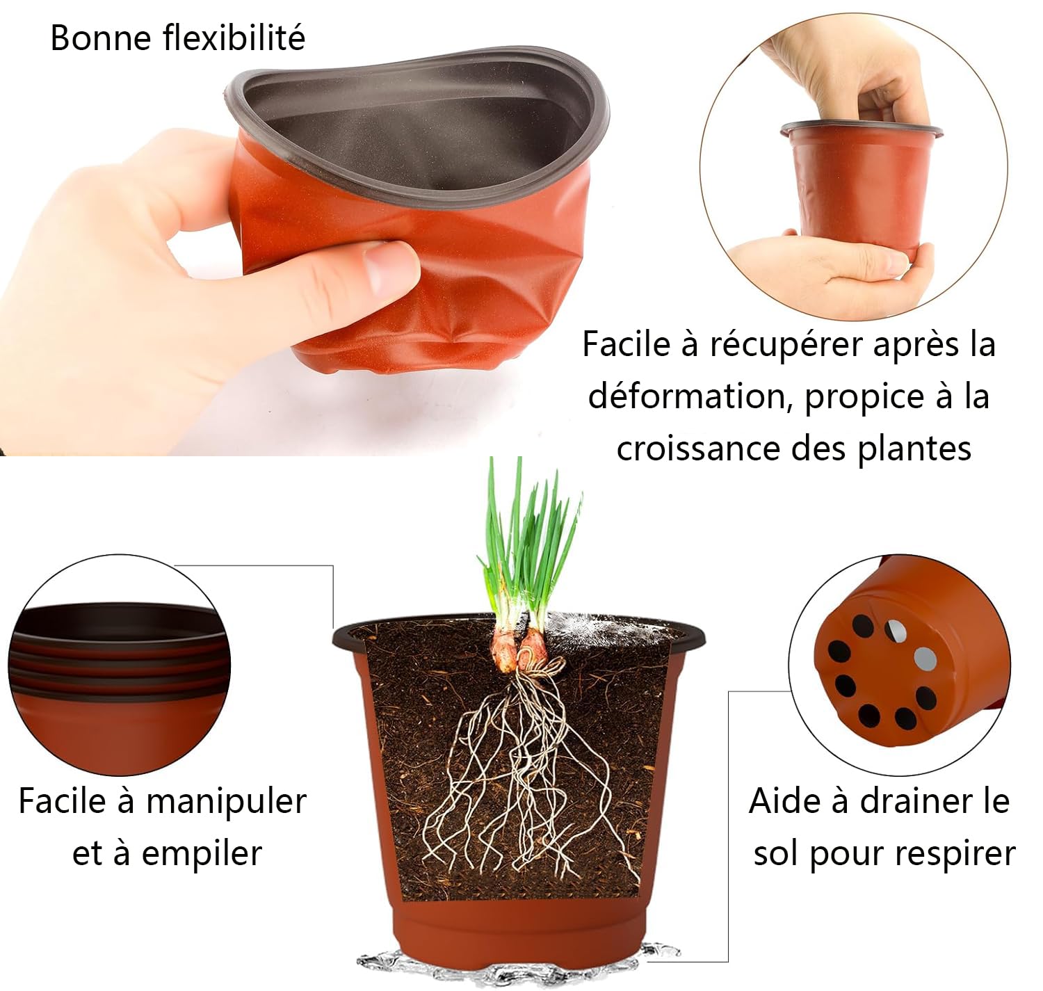 LATRAT 100pcs 10cm Plant Pots Reusable Plant Pot Sowing Pot Plant Pot Plastic Suitable for Sowing Flowers Succulents - Image 3