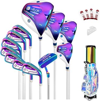 Ladies Golf Clubs Set with Bag, 12 Pieces Professional Women Complete Golf Clubs Set, Beginners Full Set, Right Hand, Pullet Putter, Head Covers Inculded