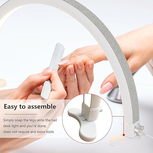 Miniatura 4 de Ciyebst Luz de media luna con soporte para teléfono, lámpara de escritorio de uñas de 28 pulgadas de 48 W, luz de pestañas para tecnología de