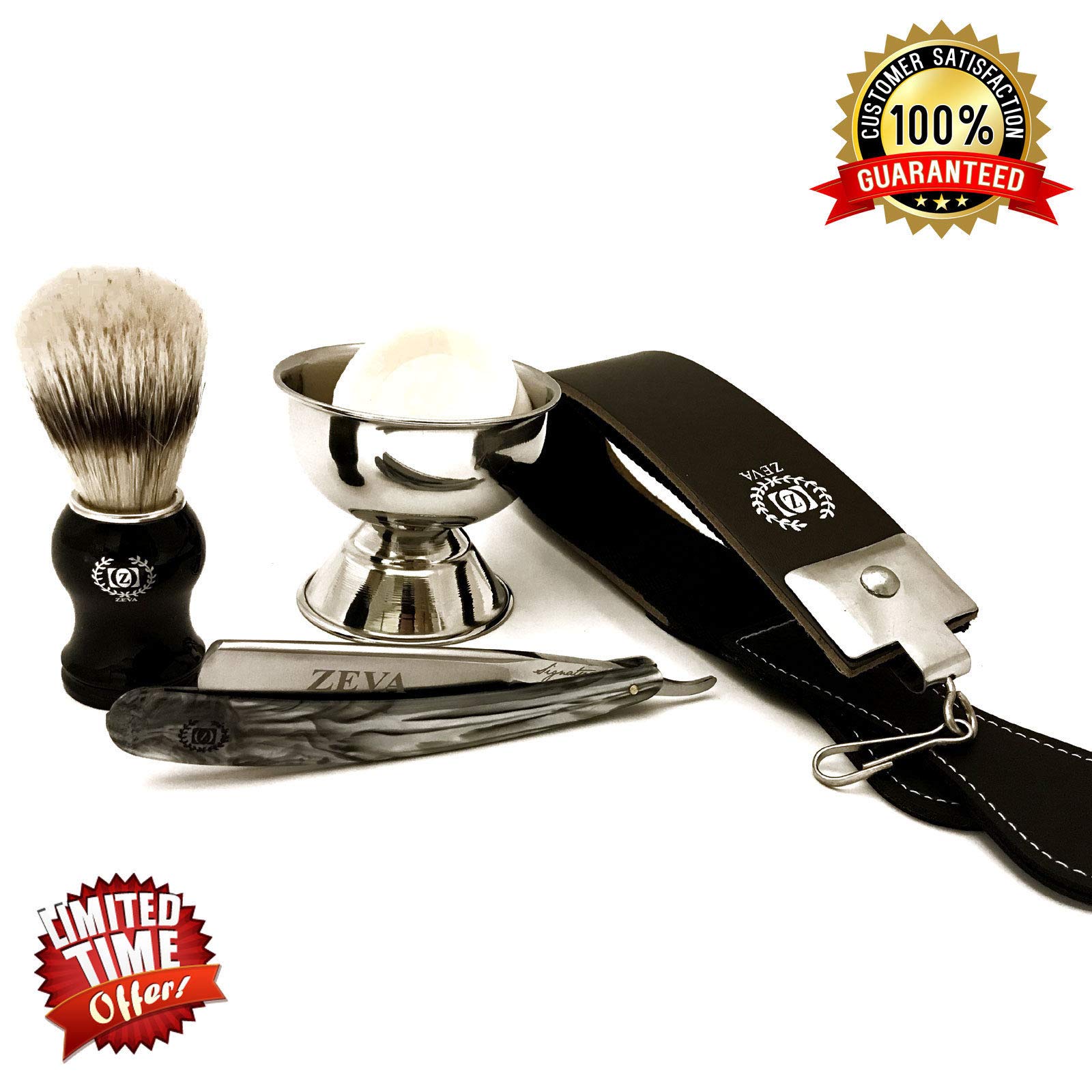 MEN'S CUT THROAT WET STRAIGHT EDGE RAZOR 5 PC SHAVING SET/KIT USA