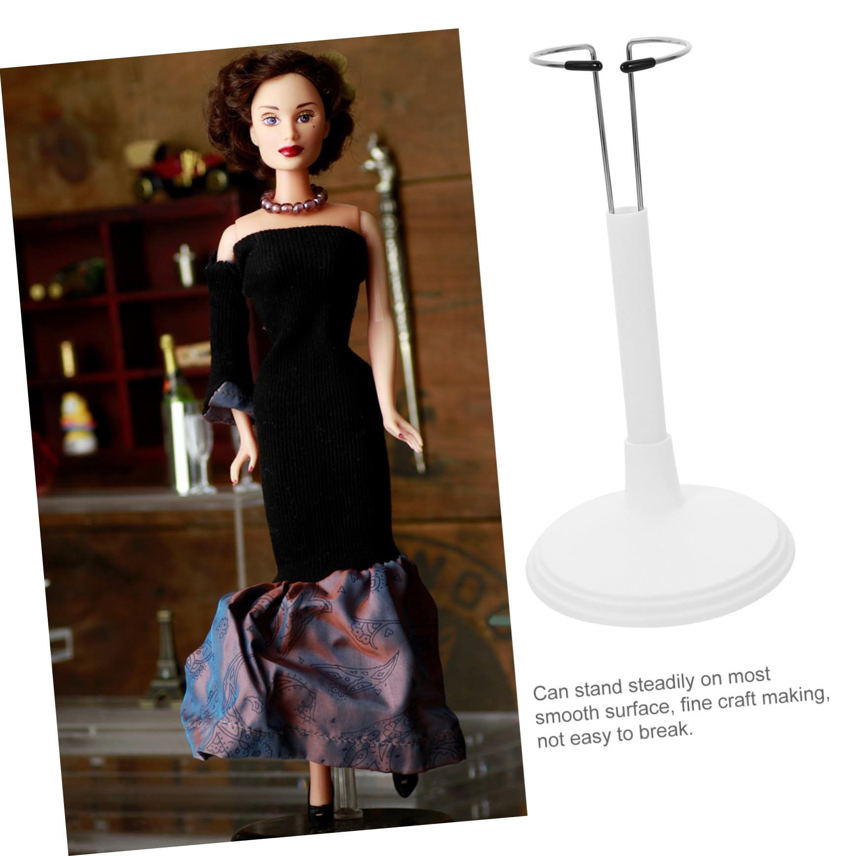 VOSAREA 2Pcs Portable Doll Stand White Display Rack for Dolls Storage for Home Store Lightweight Space Saving Doll Support Rack