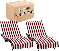 Vista 15 de Arkwright California Chaise Lounge Cover - Paquete de 2 - Toalla Cabana de Algodón Suave a Rayas con Portabolsillos para Silla de Playa, Piscina