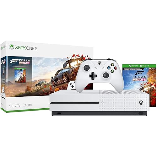 Microsoft Xbox One S 1TB/2TB Forza Horizon 4 Bonus Bundle: Forza Horizon 4, Xbox Wireless Controller, Xbox One S 4K HDR Console - White One S Gaming Console with 4K Blu-Ray Player