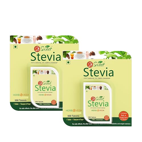 So Sweet Stevia Tablets Sugar Free Natural Sweetener Zero Calorie 1000 Tablets -Pack of 2 (500 Each)