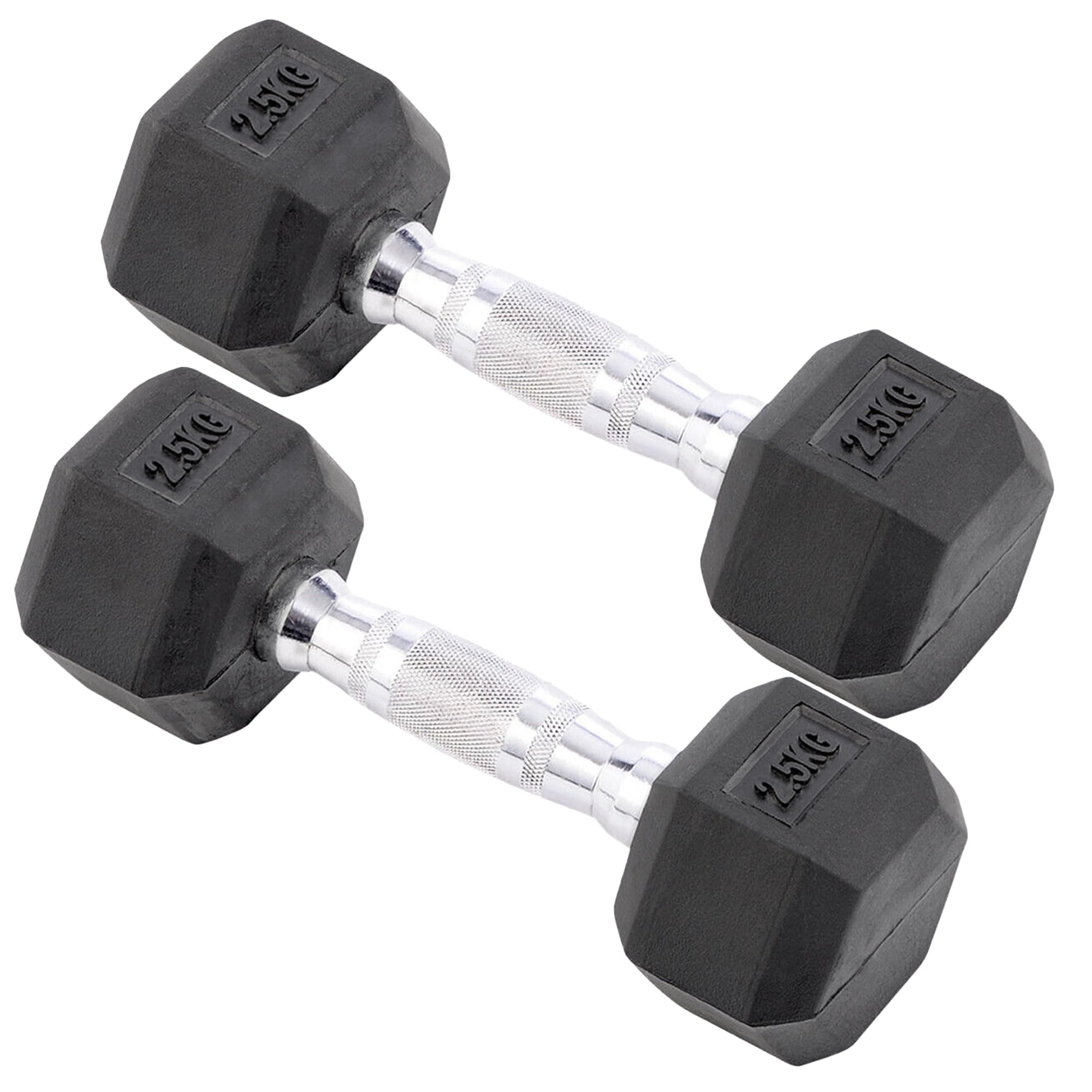 Hex Dumbbells Pair 2.5kg to 60kg Anti-Roll Design Rubber Coated Free Weights Dumbbell Set for Home Gym Strength Training Muscle Toning & Weightlifting
