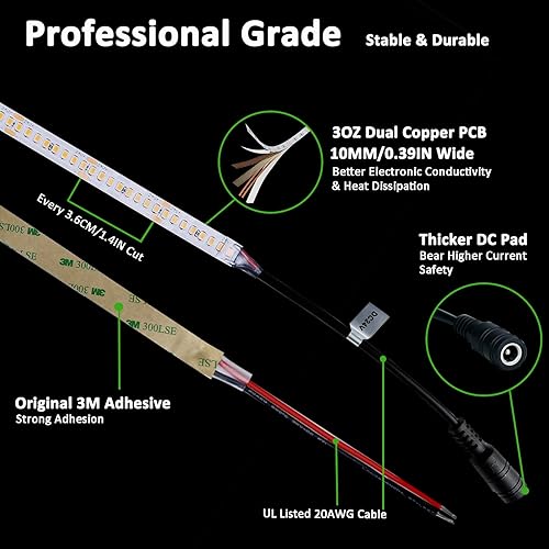 Miniatura 2 de JOYLIT Tira de luz LED extremadamente brillante de 915LMFT de 24 V, 16.4 pies, 6000 K, blanco frío, CRI 92+, listado por UL 2835 SMD 224LEDsM,