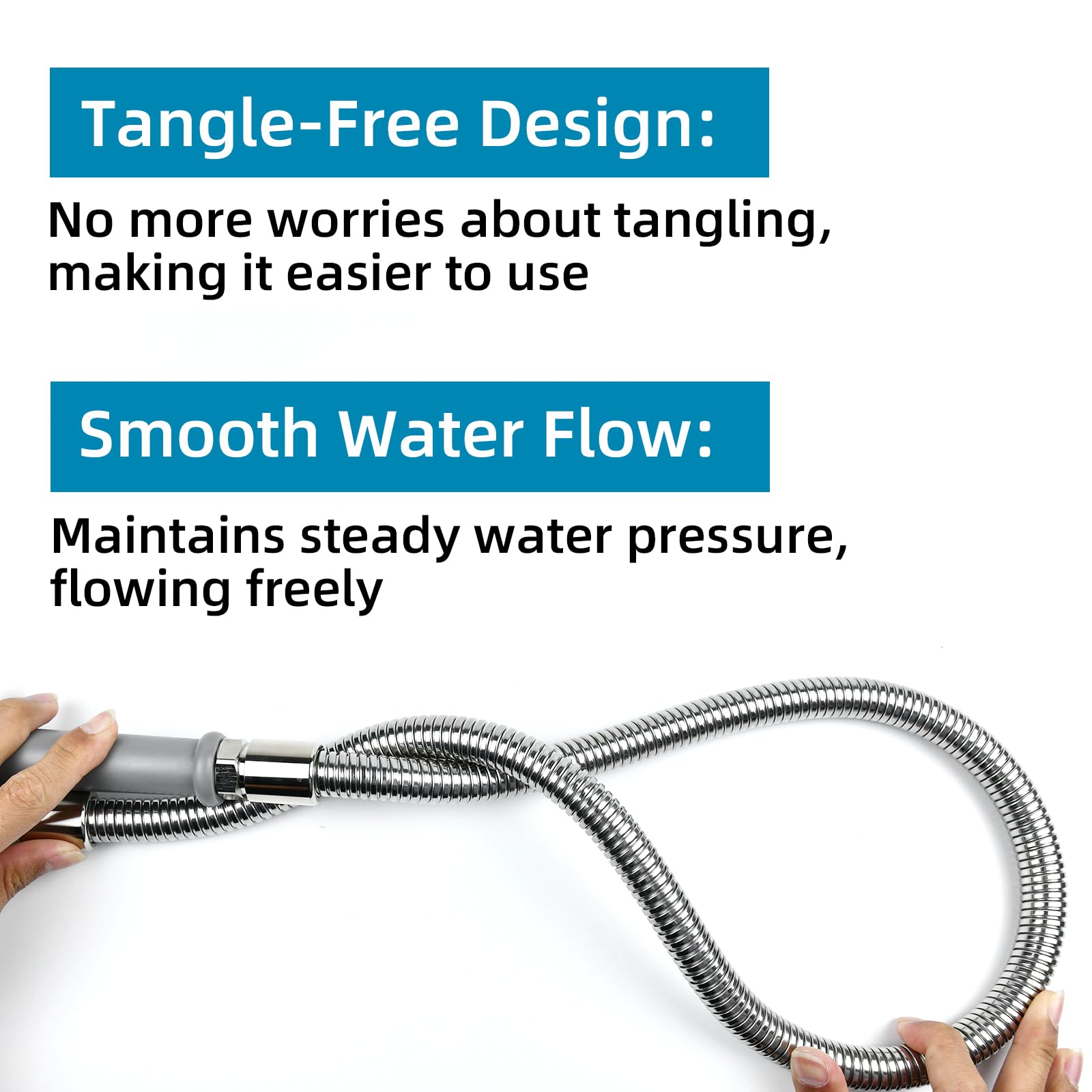 Manguera de preenjuague de repuesto B-0044-H, manguera flexible de acero inoxidable de 44 pulgadas con mango resistente al calor para accesorios de grifo de cocina