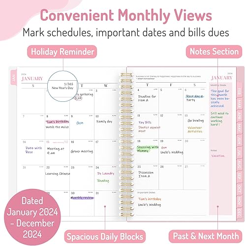 Miniatura 2 de Forvencer - Agenda 2024, agenda semanal y mensual encuadernada en espiral, enero a diciembre de 2024, agenda estética Forvencer de 8.3 x 6 pulgadas,