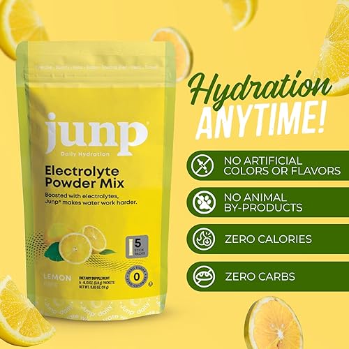 Miniatura 45 de JUNP Paquetes de electrolitos en polvo sin azúcar para agua, paquetes de hidratación instantánea con sal y potasio, cero calorías, sin