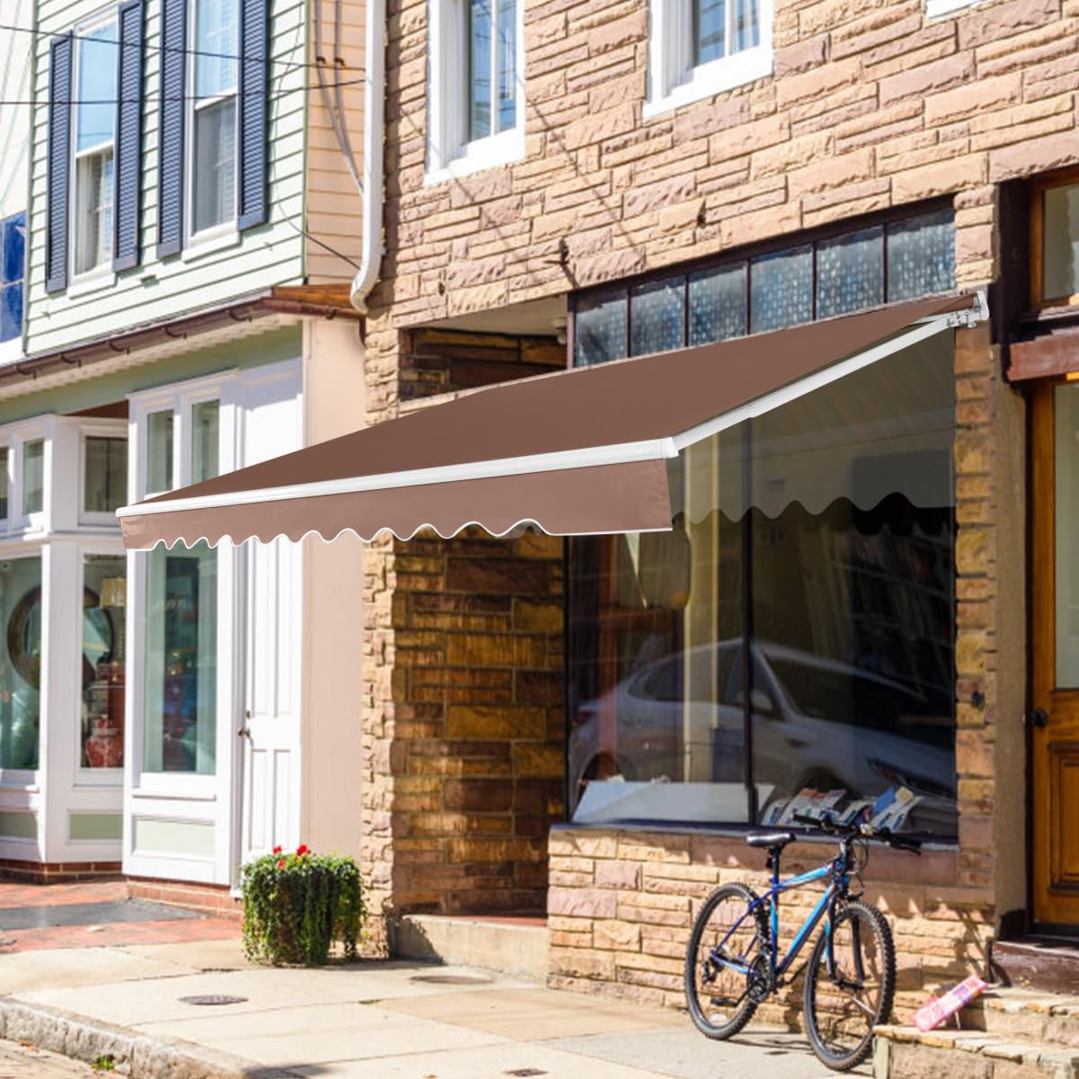 HOMASIS Tenda da Sole a Rullo, Tenda Parasole Retrattile con Manovella, Tenda per Balcone Regolabile in Angolo, Protezione Solare in Metallo e PU per Giardino e Terrazza (Marrone, 4 x 2,5 m)