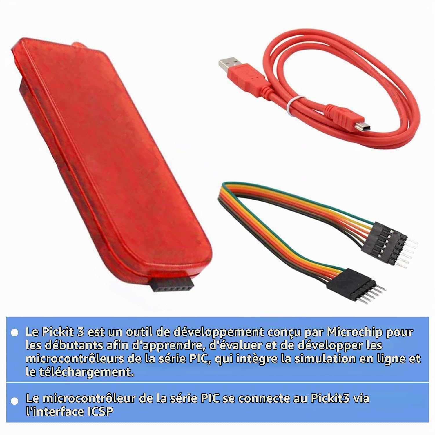 Pickit3 PIC KIT 3 Programmeur Binghe - Émulateur et Téléchargeur Avec Châssis ICD2 Pour Le Développement de Programmes, Le Débogage et Le Développement de Logiciels et de Matériel PC