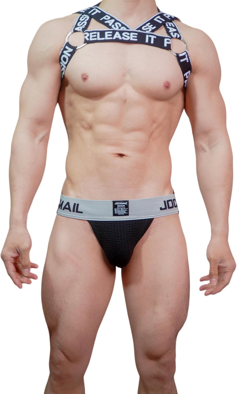 JOCKMAIL Mens Harness with Jockstrap Set Elastic Strap Mesh Double Strap Jockstrap Athletic Supporter for Gym Clubwear Party