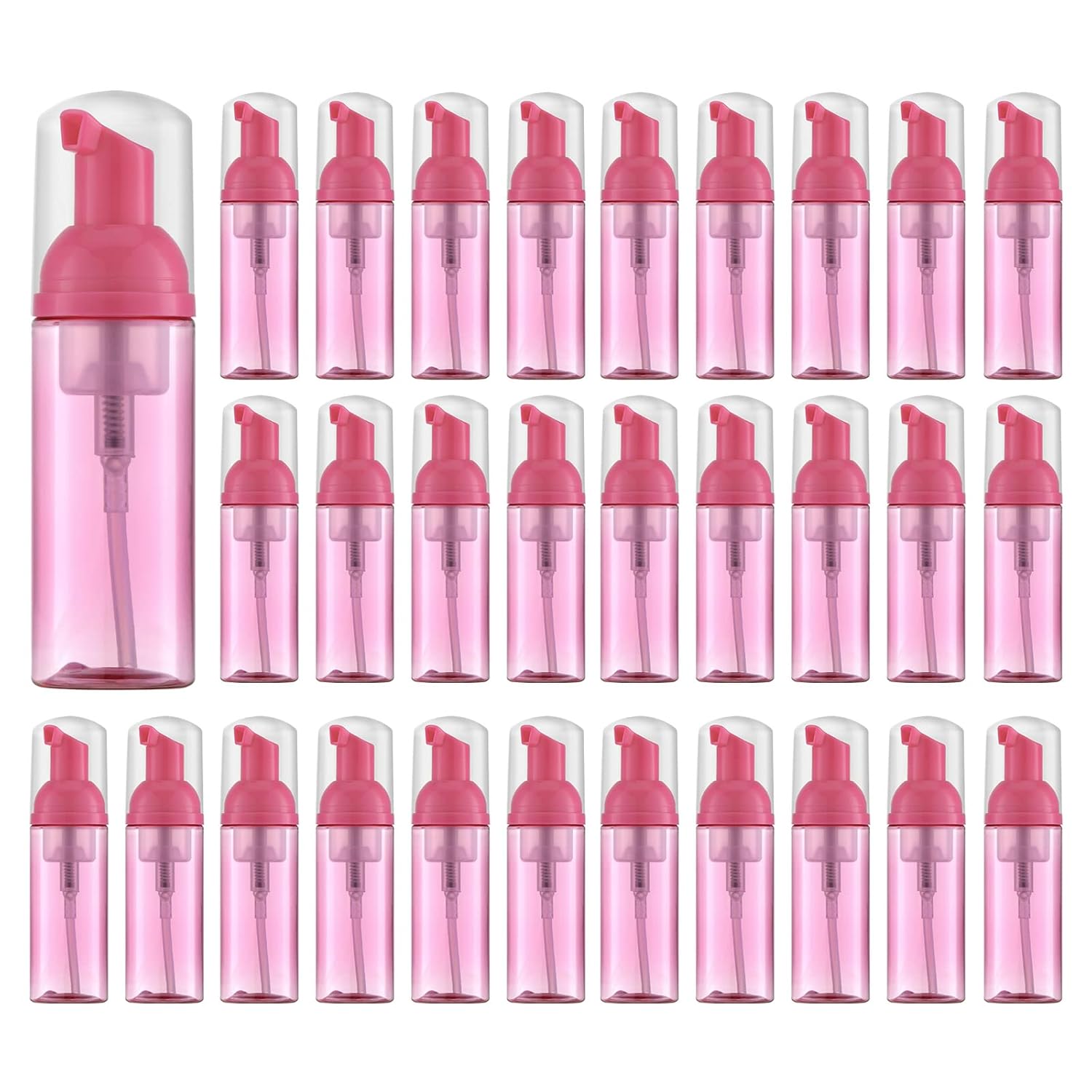 Tekson 30PCS Soap Foam Bottle (2 oz), Empty Travel Foaming Lash Shampoo for Cleanser, Dispenser (Black Cap)