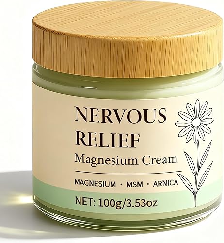 Relief - Crema de magnesio, 3.53 onzas, crema de magnesio para alivio de nervios con fórmula de suministro mineral, MSM y árnica, absorción rápida,