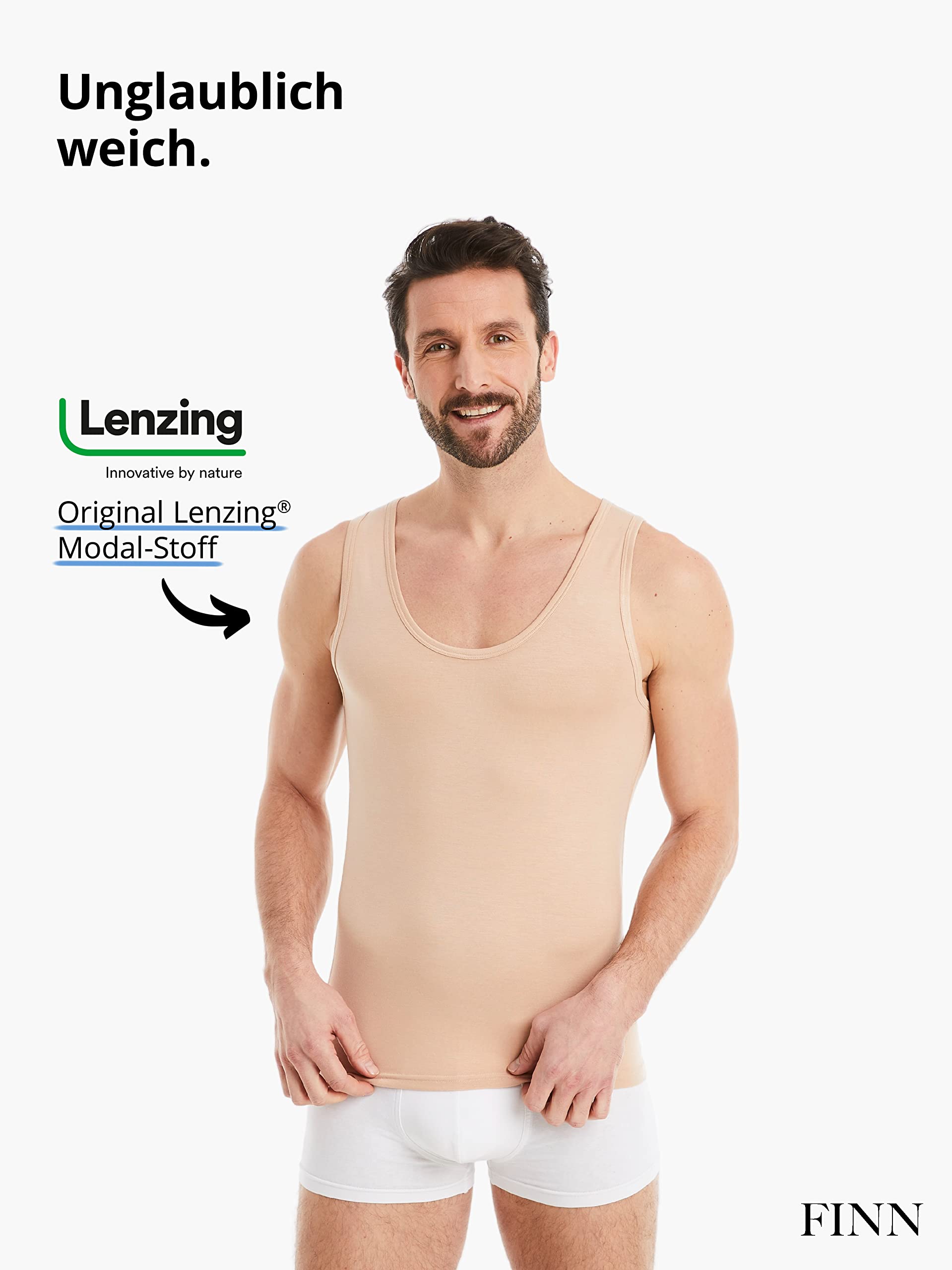 FINN Podkoszulek biznesowy męski bez rękawów Tank Top - podkoszulek męski z oryginalnego materiału Lenzing® Modal - idealna koszulka pod pachami pod koszulą i garniturem