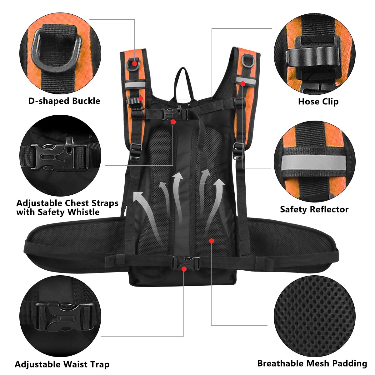 Sac à dos d'hydratation isotherme avec poche à eau de 3 L sans BPA, garde les liquides au frais pendant 5 heures, sac à dos pour la randonnée, la course, le vélo, la chasse, l'escalade