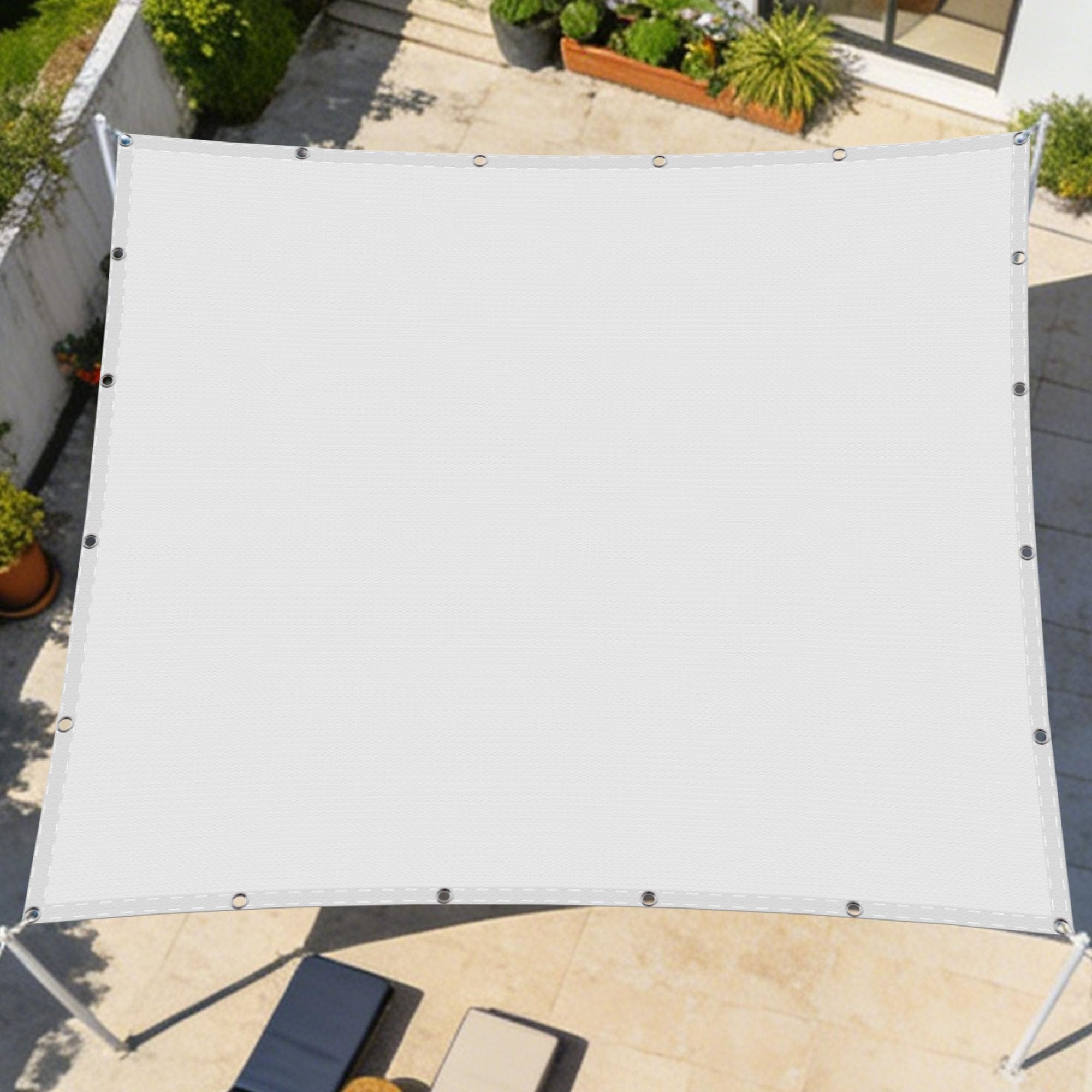 Voile d'ombrage protection UV et imperméable blanche de 2.5 x 6 m