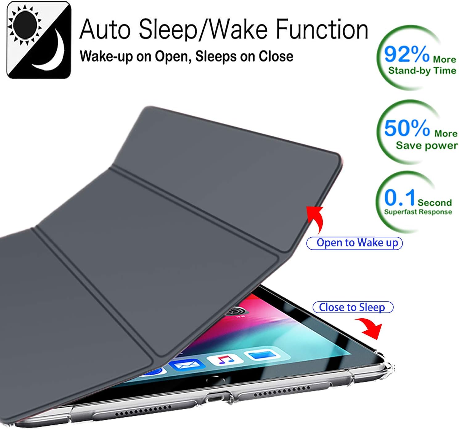 DuraSafe Cases for iPad PRO 10.5 Air 3 [ PRO 10.5 Inch Air 3rd Gen ] A1701 A1709 A1852 A2152 A2123 A2153 A2154 Smart Trifold Durable Cover with Bump up Corner - Dark Gray