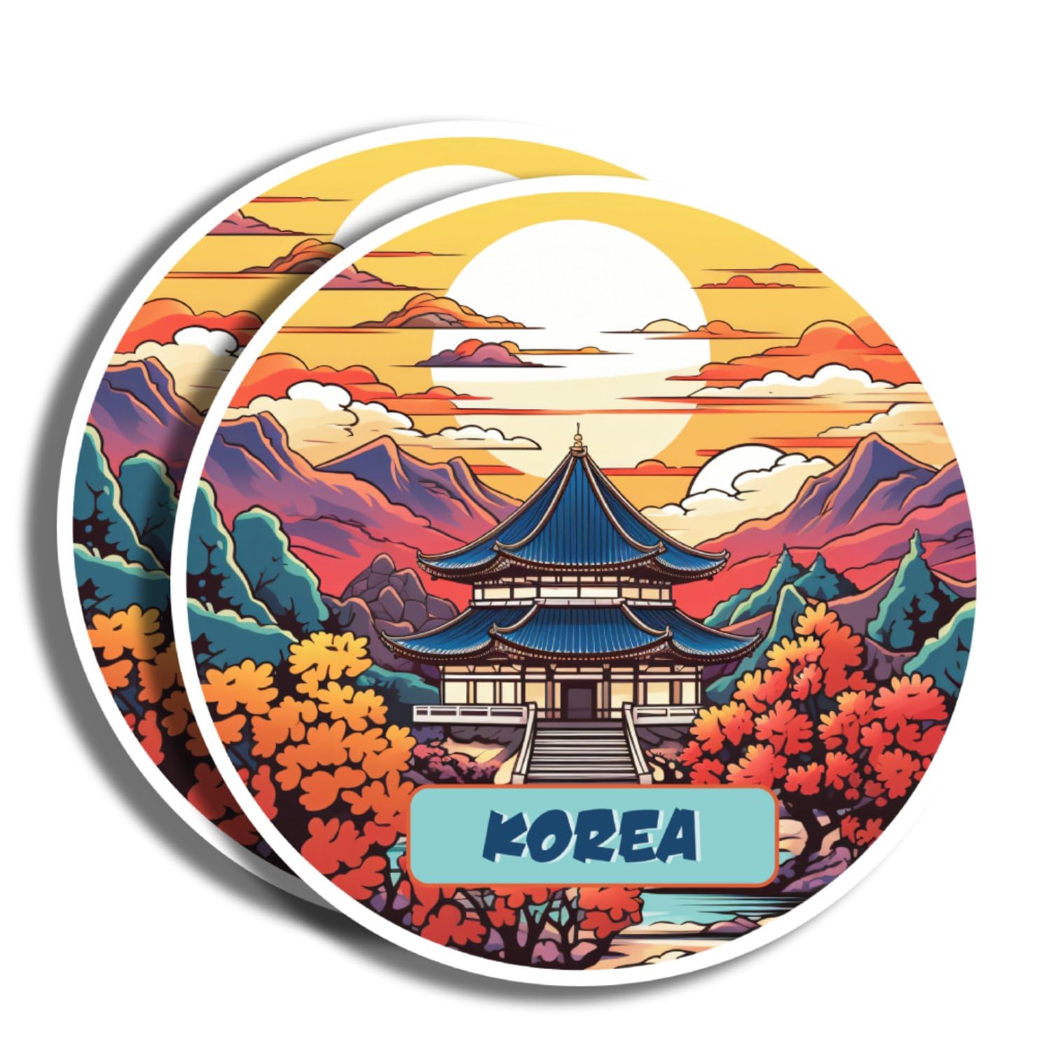 Korea Stickers - 5" Decal - Famous Landmarks - for Luggage, Laptop, Water Bottle, Car, Scrapbooking - Korea Souvenir - 130+ Options to Choose from - Latex Printed - Made in USA PLS476