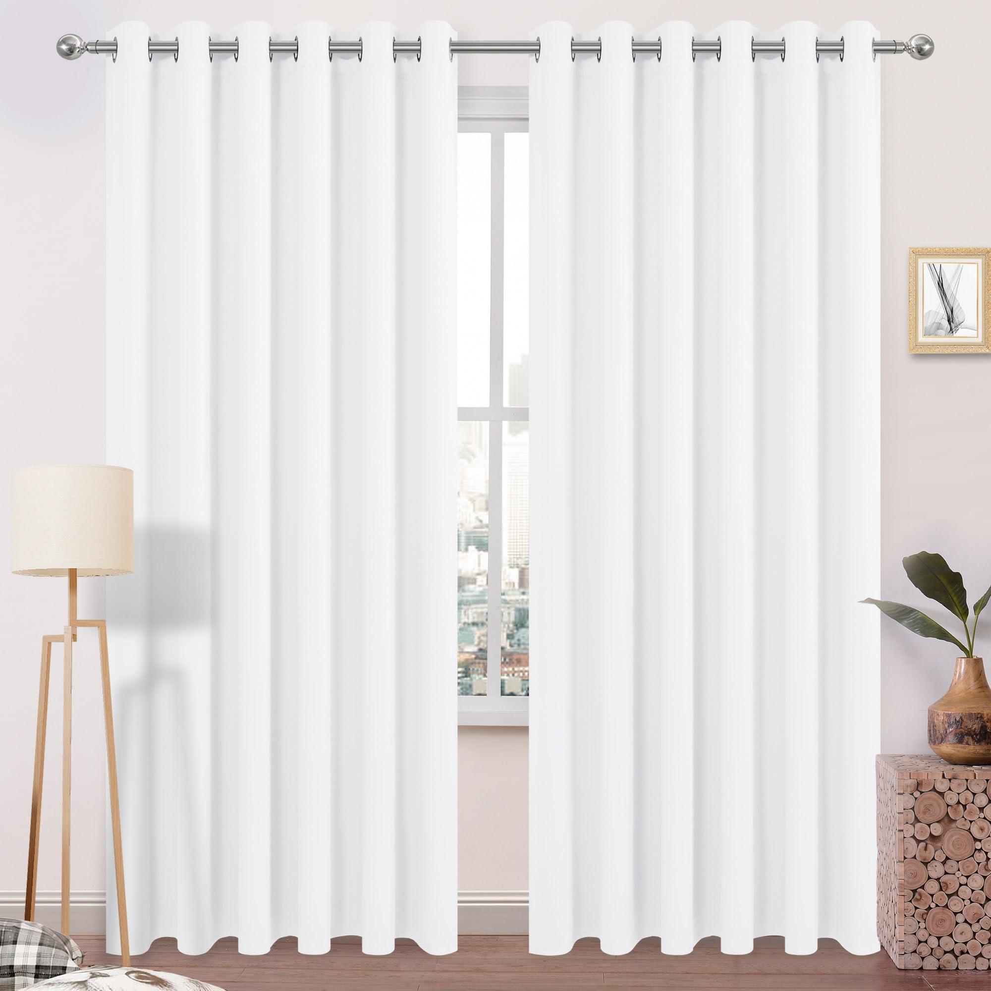 DWCN Pure White Curtains for Living Room, Room Drakening Drapes for Bedroom, Solid Thermal Privacy Protection Window Treatment, W80 x L84 Inch, Set of 2 — image 1