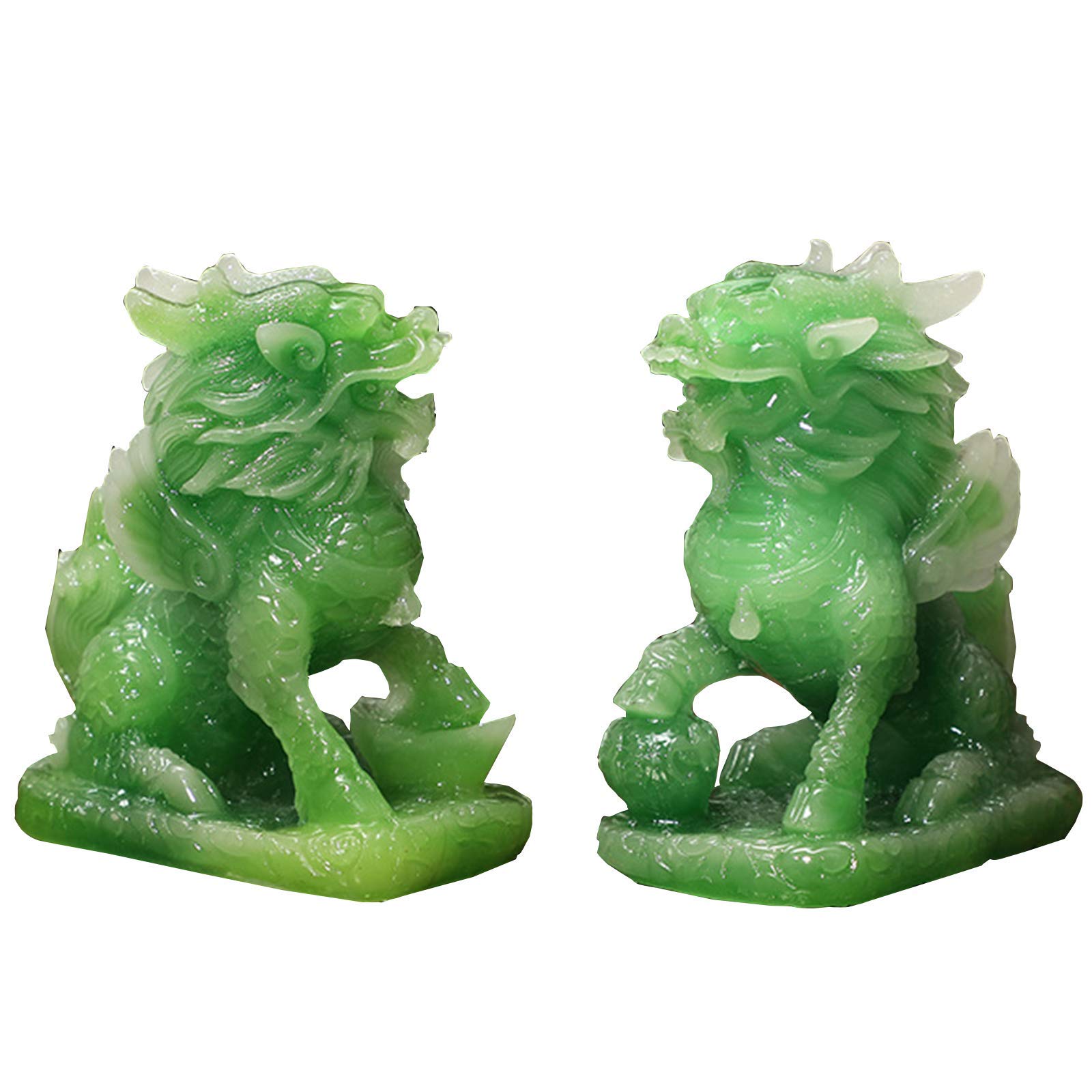 Ornamenti Feng Shui Chi Lin Statue Decor per Soggiorno, Coppia di Chi Lin/Kylin Figurine Sculture Decorazioni per la casa Regalo di congratulazioni per l'inaugurazione della casa