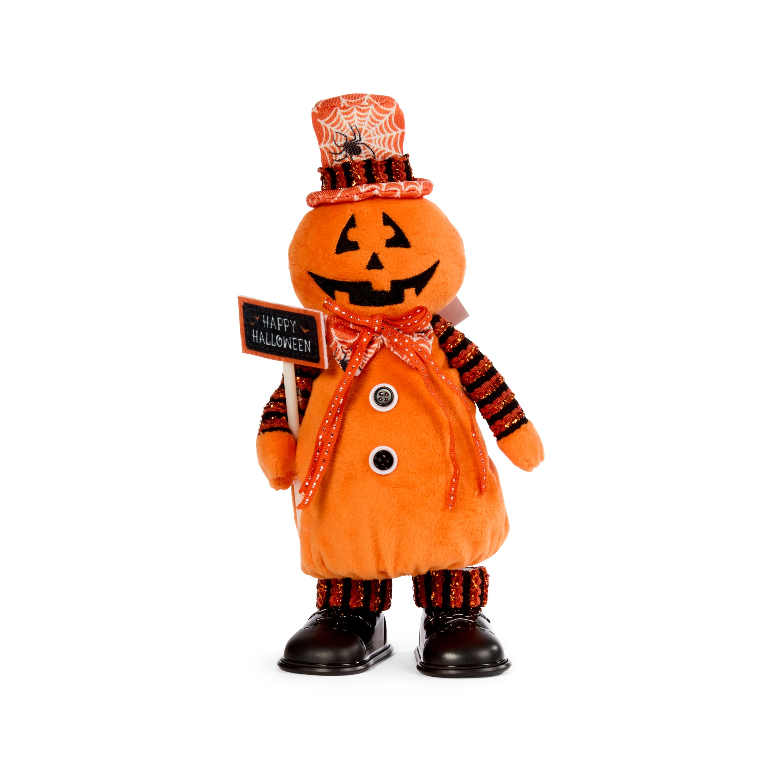 Smart Garden Halloween Scary Moving Pumpkin Spook – Plush Light-Up Pumpkin Character with Sound and Hat – Animated Halloween Decoration for Tabletop or Floor Display
