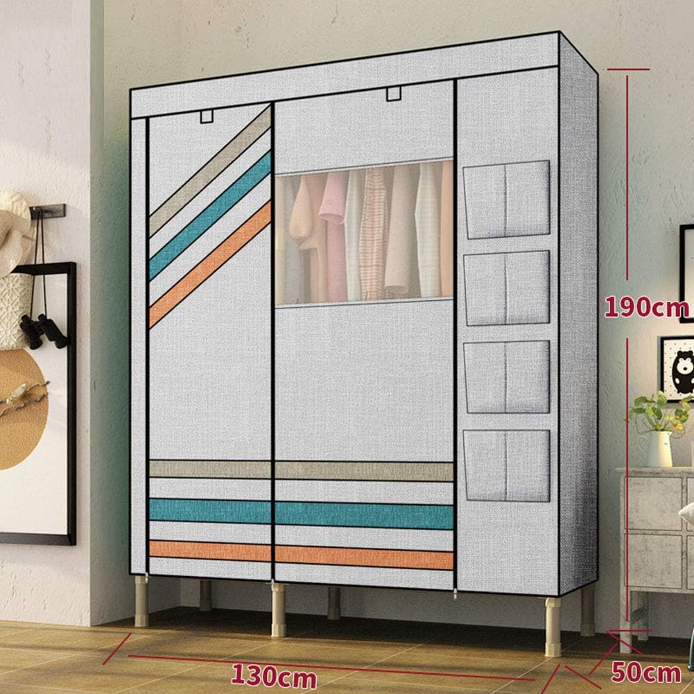 Portable Clothes Closet Wardrobe, Waterproof Steel Pipe Clothes Closet with Zipper Wardrobe Storage Extra Strong & Durable Wardrobe Fabric Cabinet,Style 2_130x50x190cm/51x19x74in