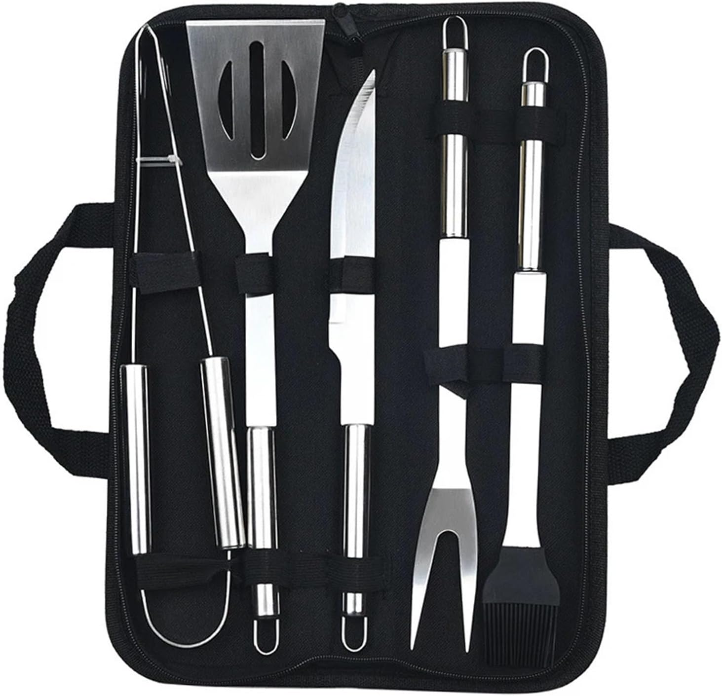 Stainless Steel Oven Set Barbecue Combination Tool Outdoor BBQ Storage Portable Cloth Bag Baking(7-Piece Set)