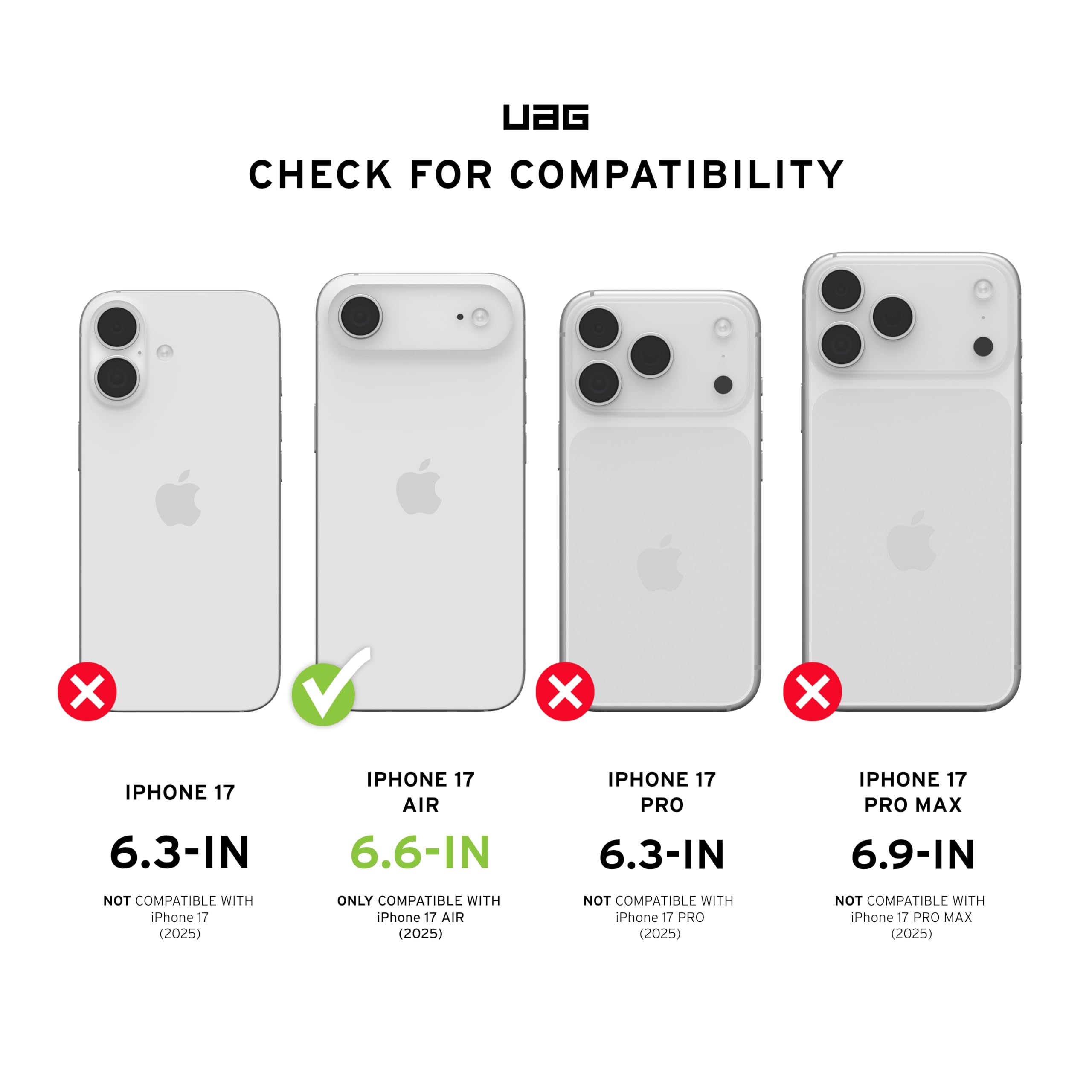 Urban Armor Gear Plyo MS Case Compatible con Apple iPhone Air Funda (Carga inalámbrica/magnética, Air-Soft Esquinas, Borde Elevado) Hielo (Transparente) / Blanco
