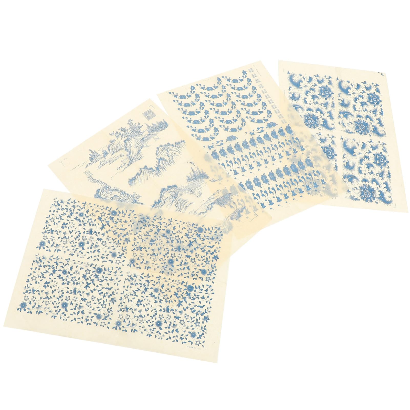 TEHAUX 20feuilles Papier De Transfert Décalcomanies sous-glaçure pour Artisanat Design Chinois Haute Température