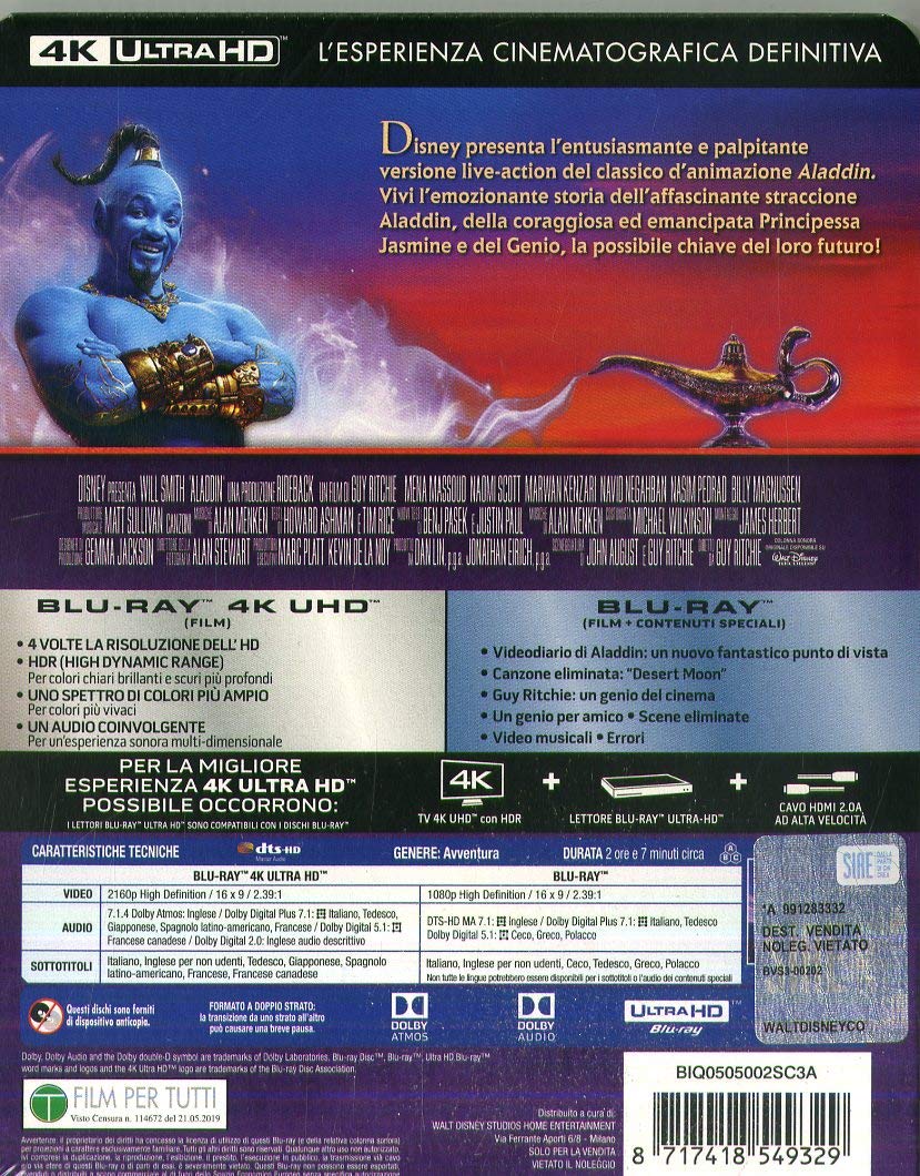 Aladdin - Realverfilmung - Limitiertes 4k Steelbook (Import inkl. deutschem Ton)