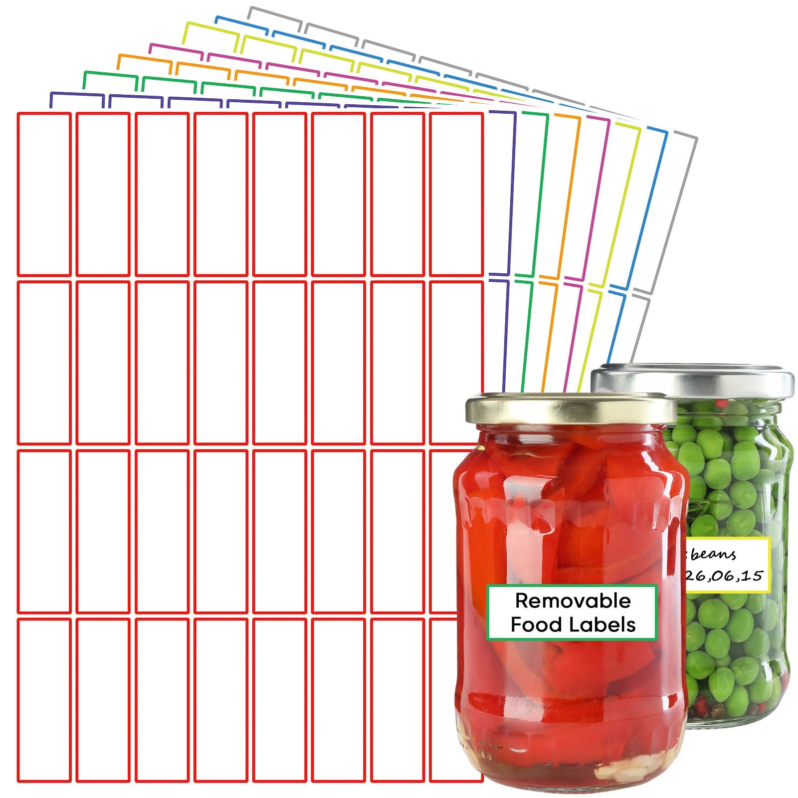1024 Removable Food Labels, 25.4×76.2mm Writable Colored Freezer Stickers, Waterproof & Oil-Proof, Residue-Free Self-Adhesive Tags for Buffets, Meal Prep Boxes and Kitchen Storage