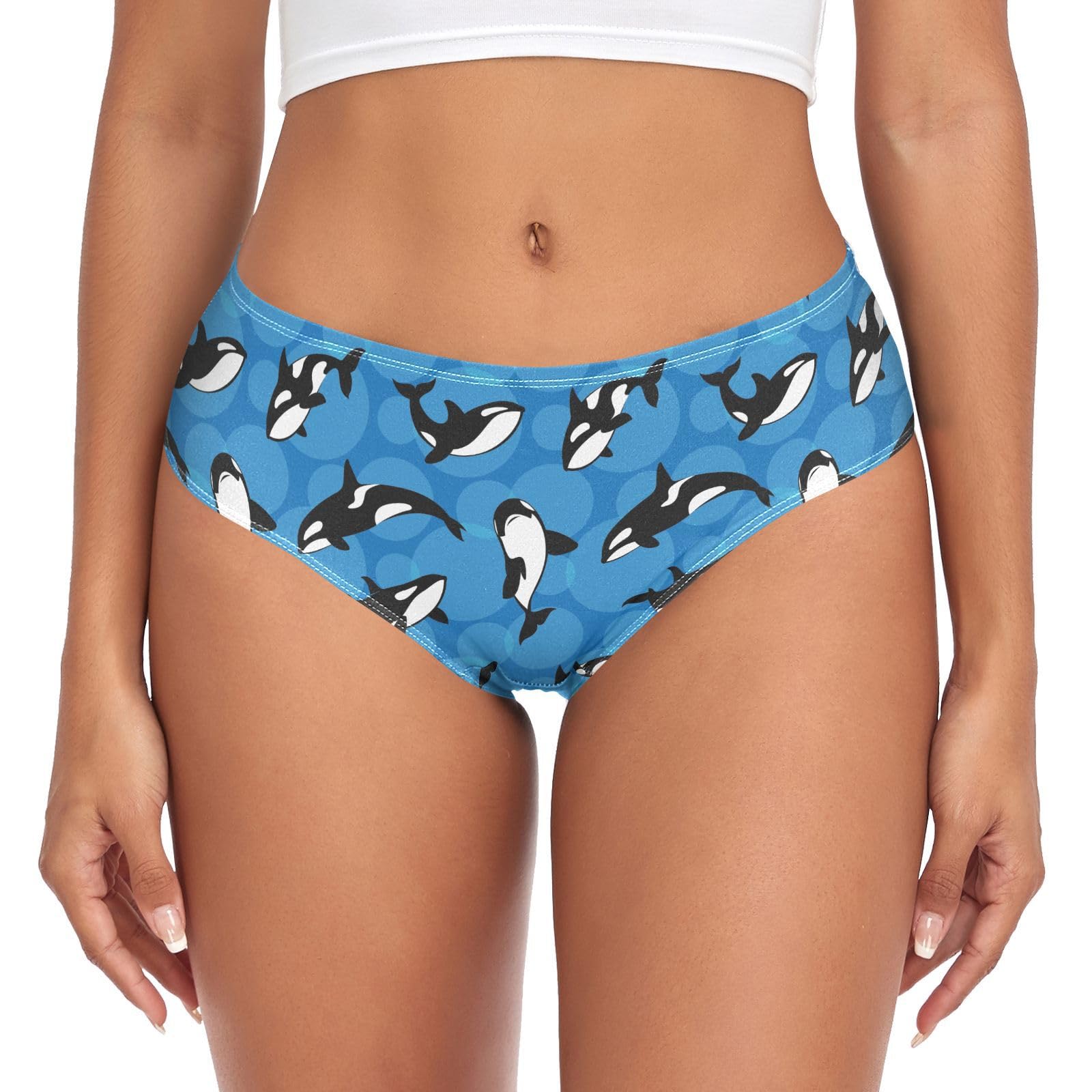 Jhkku Women's Orca Killer Whale Underwear For Panties Soft Breathable Hipster Bikini Briefs, M
