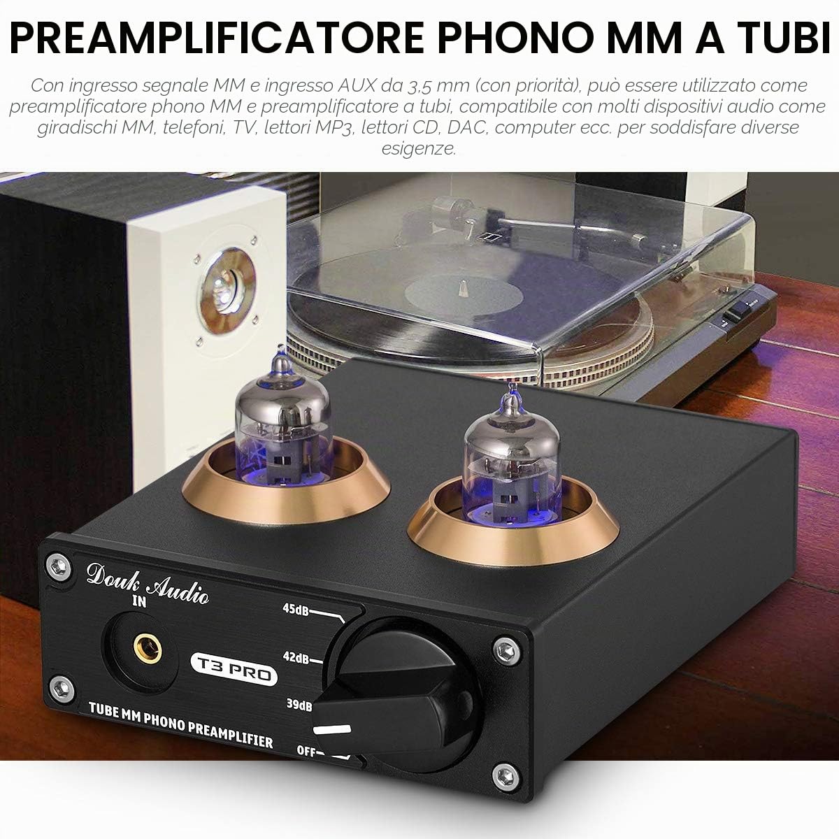 Nobsound, HiFi MM Phono, preamplificatore, mini, tubo a vuoto, stereo, audio, phono, amplificatore da palco