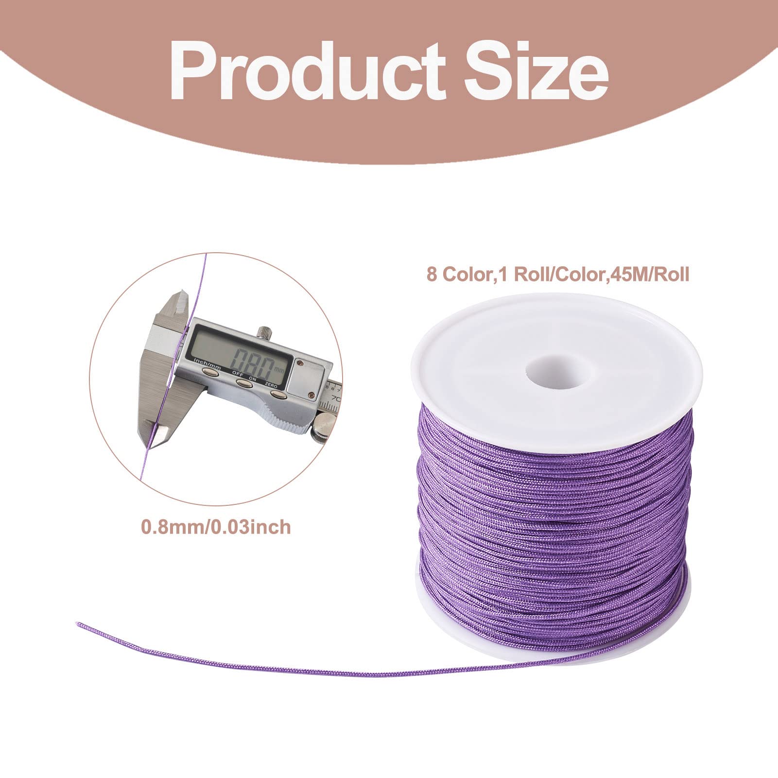 PH PandaHall Rotolo Di Filo Di Nylon Per Gioielli Fai-Da-Te, 1 Mm X 91 Metri, Cordino Per Bracciali Cinesi, Tapparelle, Annodatura, Colore Cammello